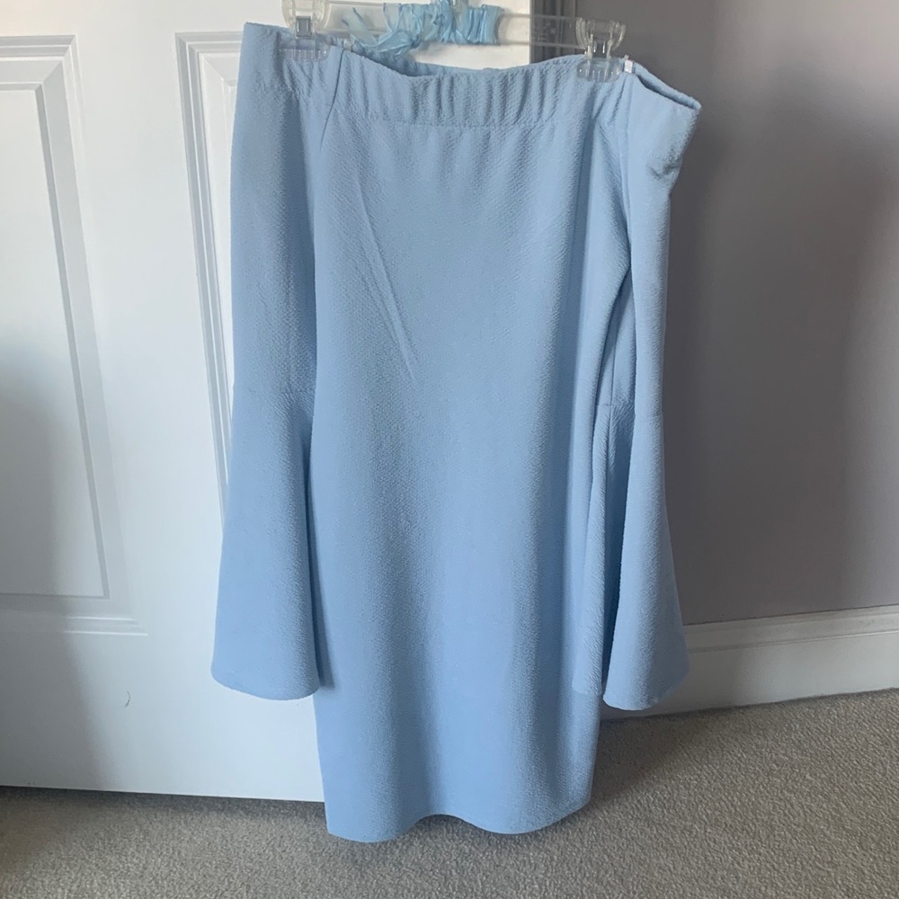Light Blue Off-Shoulder Jacquard Dress BCBGeneration
